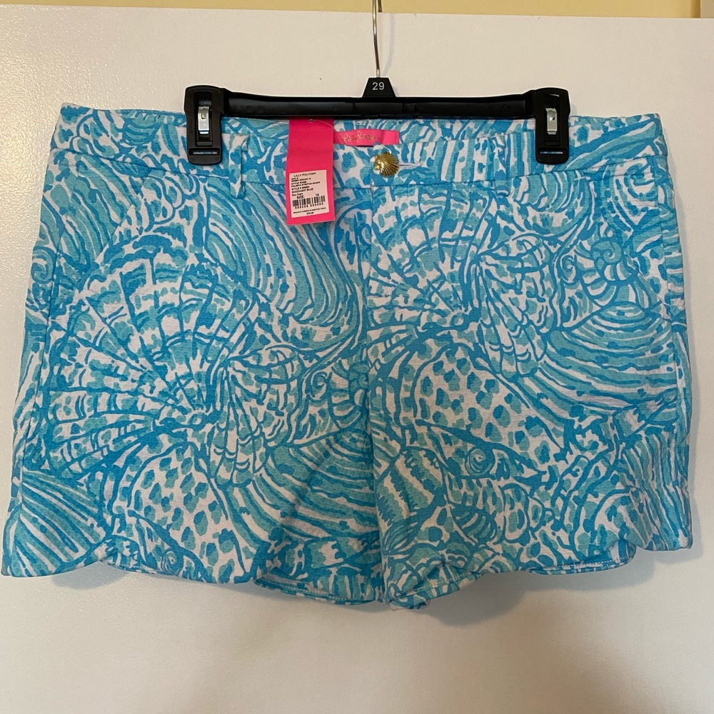 NWT Lilly Pulitzer Palmita Stretch Shorts in Succulent Blue - Size 14